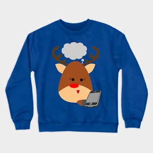 Merry Christmas Reindeer & Phone Crewneck Sweatshirt